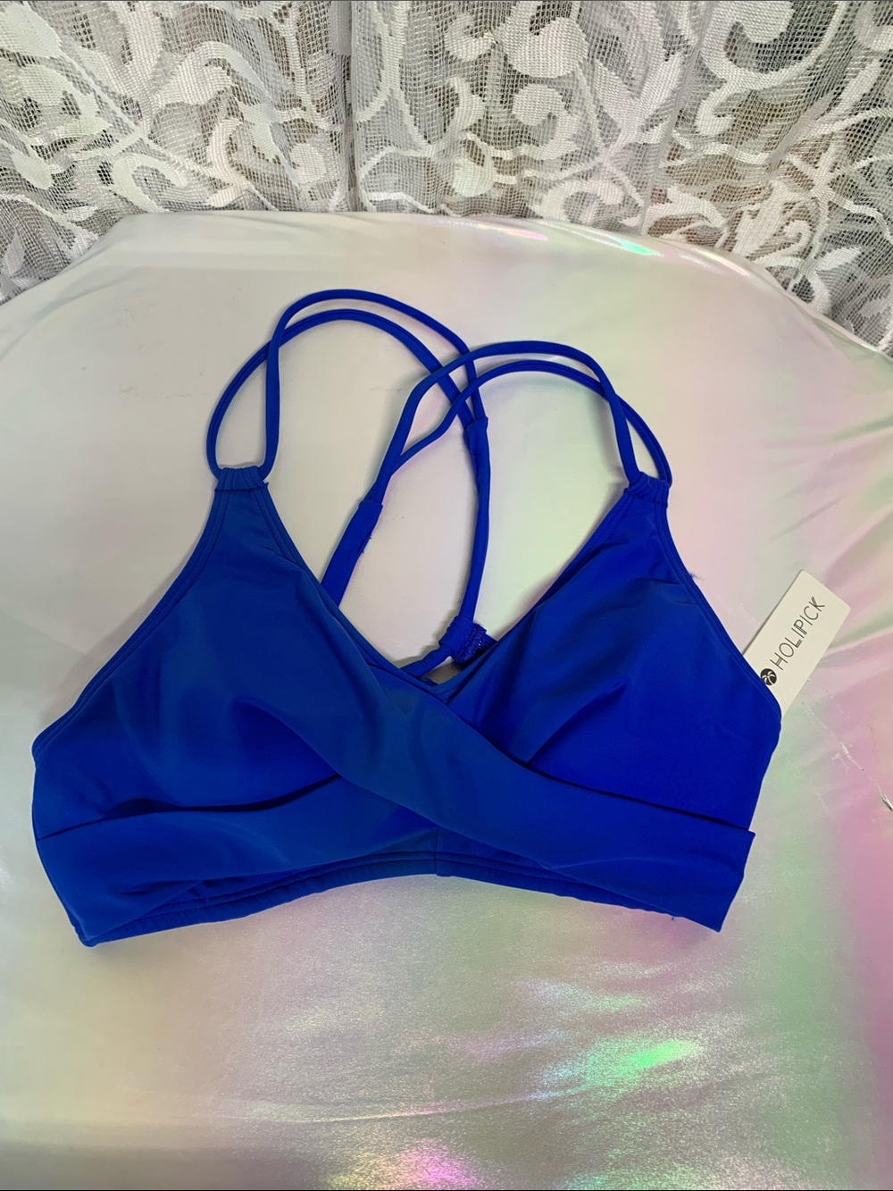 Strappy Cross-Front Bikini Top in Royal Blue